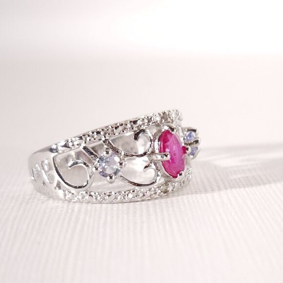 Genuine African Ruby Ring Sterling Silver Size 7 - Picture 5 of 10